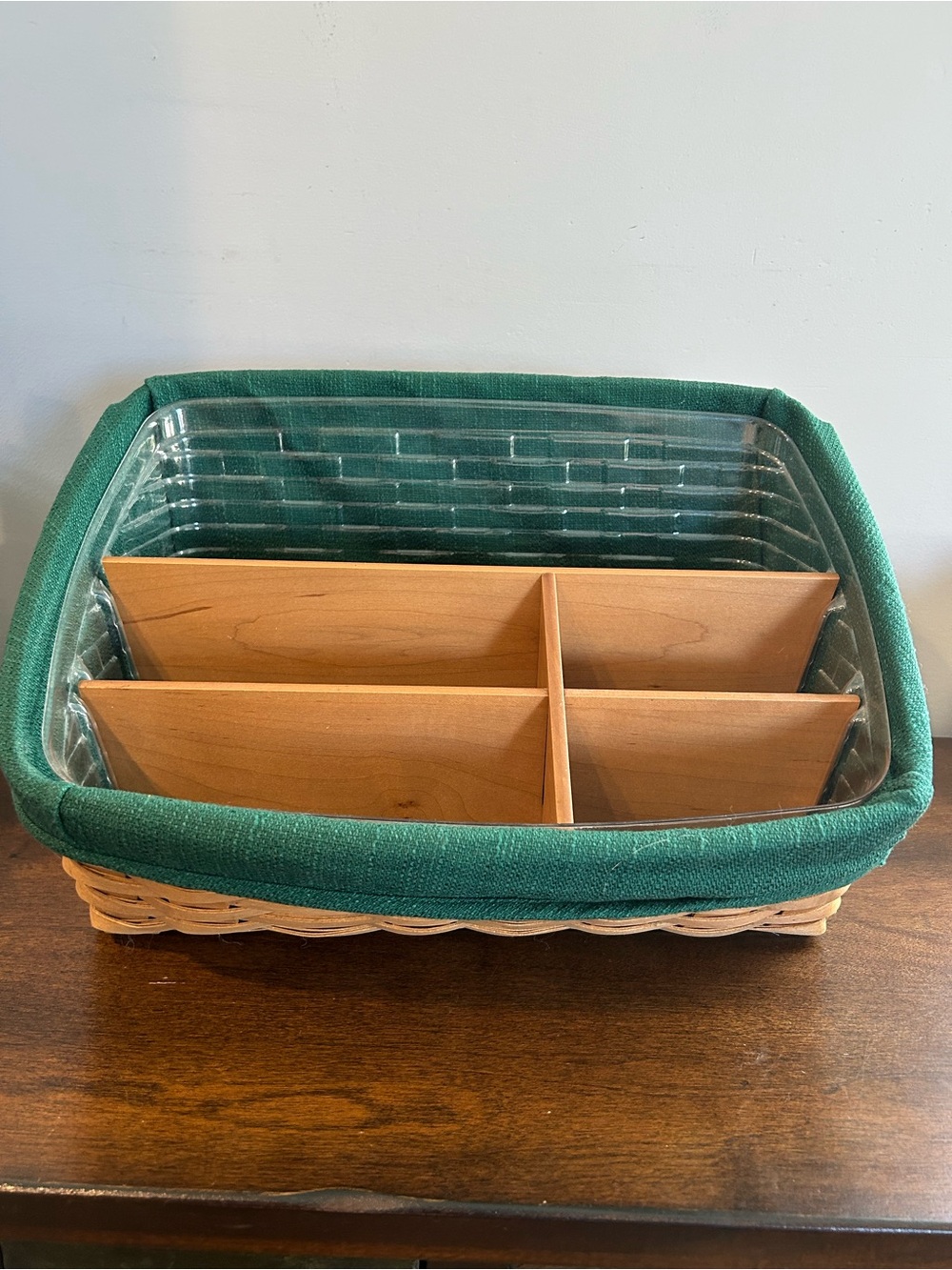 Longaberger Large Desktop Basket Combo Liner Dividers Protector Great Organizer.
